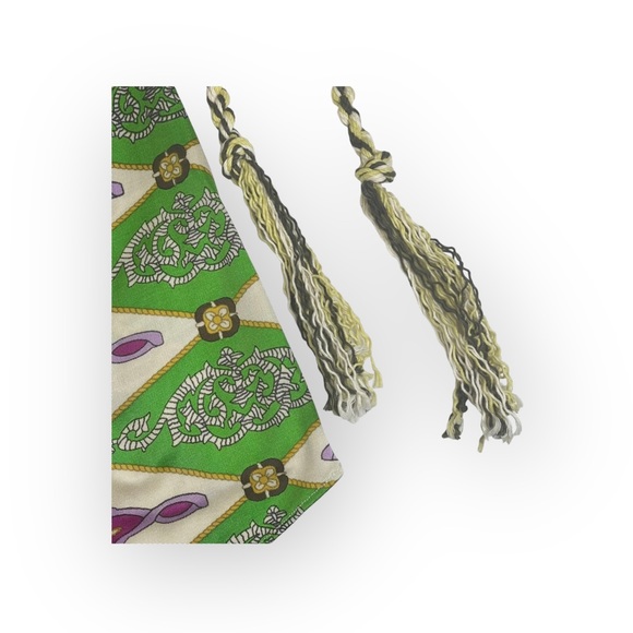 aso TV’s 90210 ✦ Sky ✦ Jeweled Neck Bold Print Silk Halter Top ✦ Braided Straps - Picture 6 of 16